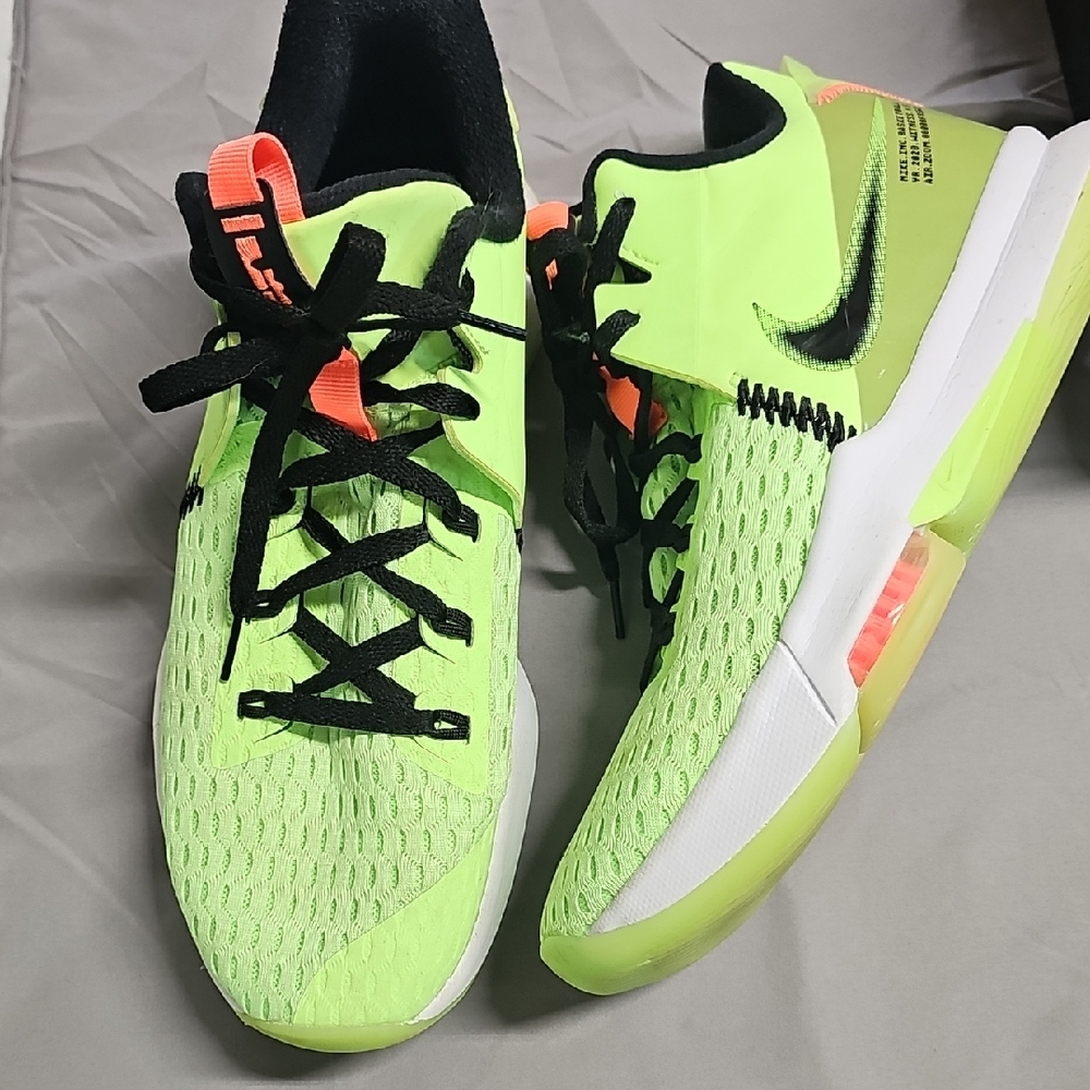 Nike Men's Neon Green Athletic Shoes with Black and Orange Highlights